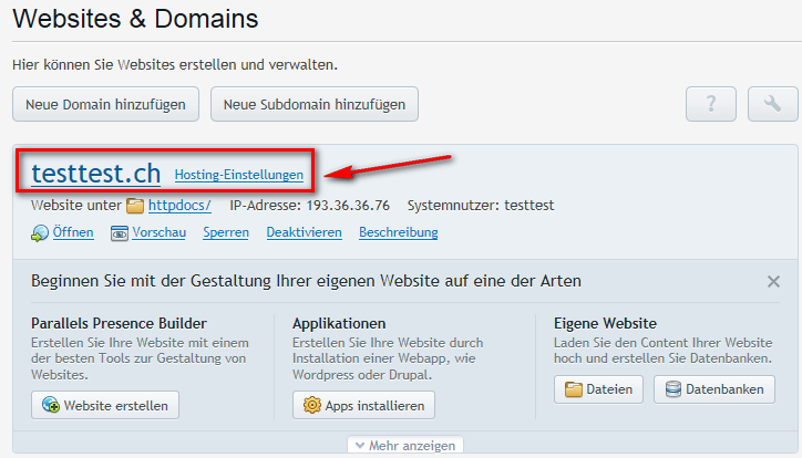 Odin Plesk 12 Windows Hosting Einstellungen