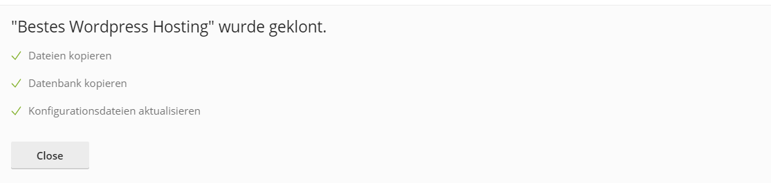 Wordpress Webseite fertig gekloned in die Staging Seite